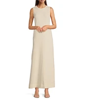 Le' AL.X Jersey Stretch Knit Crew Neck Sleeveless Coordinating Shift Maxi Dress