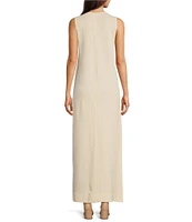 Le' AL.X Jersey Stretch Knit Crew Neck Sleeveless Coordinating Shift Maxi Dress