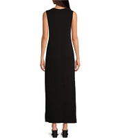 Le' AL.X Jersey Stretch Knit Crew Neck Sleeveless Coordinating Shift Maxi Dress