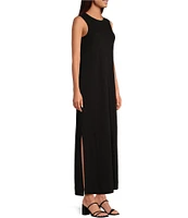 Le' AL.X Jersey Stretch Knit Crew Neck Sleeveless Coordinating Shift Maxi Dress