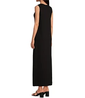 Le' AL.X Jersey Stretch Knit Crew Neck Sleeveless Coordinating Shift Maxi Dress