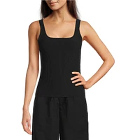 Le' AL.X Knit Ribbed Sqaure Neck Tank Top