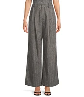 Le' AL.X Knit Wool Blend High Rise Flat Front Pleated Wide Leg Coordinating Trousers