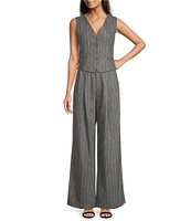 Le' AL.X Knit Wool Blend High Rise Flat Front Pleated Wide Leg Coordinating Trousers