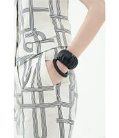 Le' AL.X Knot Print Woven High Rise Coin Pocket Pleated Trouser Coordinating Shorts