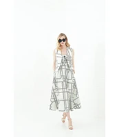 Le' AL.X Knot Print Woven V-Neck Sleeveless Button Front Coordinating Vest