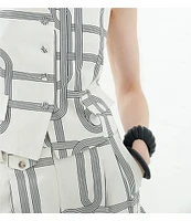 Le' AL.X Knot Print Woven V-Neck Sleeveless Button Front Coordinating Vest