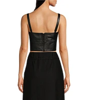 Le' AL.X Leather Sweetheart Neck Tank Strap Cropped Bustier