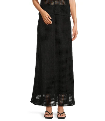 Le' AL.X Mesh Knit Mid Rise Coordinating Maxi Skirt