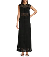 Le' AL.X Mesh Knit Mid Rise Coordinating Maxi Skirt
