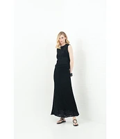 Le' AL.X Mesh Knit Mid Rise Coordinating Maxi Skirt