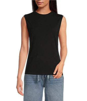Le' AL.X Organic Pima Cotton Knit Crew Neck Sleeveless Tank Top