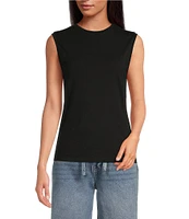 Le' AL.X Organic Pima Cotton Knit Crew Neck Sleeveless Tank Top
