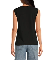 Le' AL.X Organic Pima Cotton Knit Crew Neck Sleeveless Tank Top