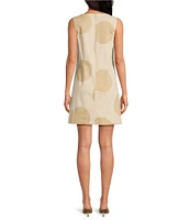 Le' AL.X Polka Dot Print Woven Boat Neck Sleeveless Mod Shift Mini Dress