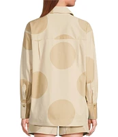 Le' AL.X Polka Dot Print Woven Point Collar Button Front Long Sleeve Coordinating Shirt