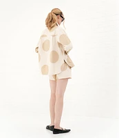 Le' AL.X Polka Dot Print Woven Point Collar Button Front Long Sleeve Coordinating Shirt