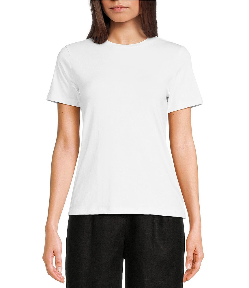 Le' AL.X Short Sleeve Crew Neck Knit Jersey Pima Cotton Tee Top