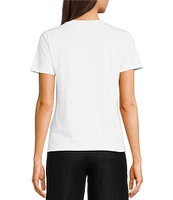 Le' AL.X Short Sleeve Crew Neck Knit Jersey Pima Cotton Tee Top