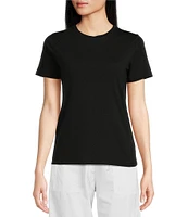 Le' AL.X Short Sleeve Crew Neck Knit Jersey Pima Cotton Tee Top