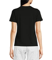 Le' AL.X Short Sleeve Crew Neck Knit Jersey Pima Cotton Tee Top