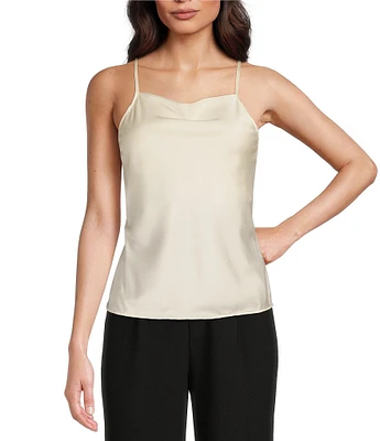 Le' AL.X Sleeveless Cowl Neck Silk Camisole Top