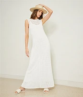 Le' AL.X Sleeveless Crew Neck Crochet Knit Mesh Maxi Dress