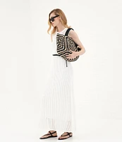 Le' AL.X Knit Crochet Crew Neck Sleeveless Shift Maxi Dress