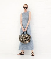 Le' AL.X Knit Crochet Crew Neck Sleeveless Shift Maxi Dress