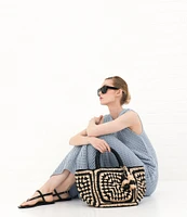 Le' AL.X Knit Crochet Crew Neck Sleeveless Shift Maxi Dress