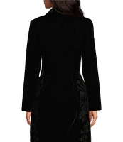 Le' AL.X Velvet Embroidered Notch Lapel Long Sleeve Cropped Coordinating Blazer