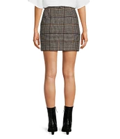 Le' AL.X Wool Blend Knit Glen Plaid High Rise Mini Pencil Coordinating Skirt