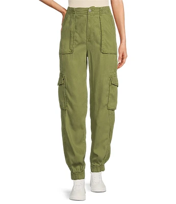 Le' AL.X Woven High Rise Cargo Flap Pocket Ankle Joggers