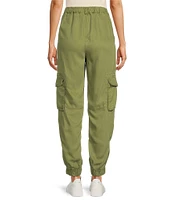 Le' AL.X Woven High Rise Cargo Flap Pocket Ankle Joggers