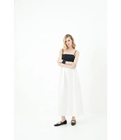 Le' AL.X Woven Poplin Color Block Square Neck Spaghetti Strap Empire Waist A-Line Flounce Midi Dress