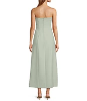 Le' AL.X Woven Straight Neck Strapless Cargo Flap Suit Midi Dress