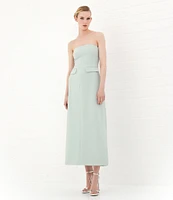 Le' AL.X Woven Straight Neck Strapless Cargo Flap Suit Midi Dress