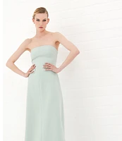 Le' AL.X Woven Straight Neck Strapless Cargo Flap Suit Midi Dress