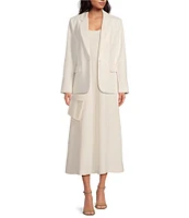 Le' AL.X Woven Suiting Bustier Sweetheart Shape Neck Sleeveless Tank Strap Cargo Pocket Fit & Flare Coordinating Midi Dress