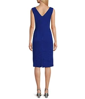Le Bos Round Neck 3/4 Sleeve Embroidered Mesh Trim Textured 2-Piece Jacket Dress