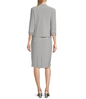 Le Bos 3/4 Sleeve Round Illusion Neck 2-Piece Jacket Dress