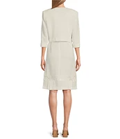 Le Bos 3/4 Sleeve Round Neck Embroidered Flounce Hem 2-Piece Jacket Dress