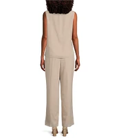 Le Bos Round Neck 3/4 Sleeve Georgette Tonal Trim Evening 3-Piece Pant Set