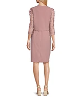 Le Bos Illusion Floral Detail Sleeve Stretch Crepe Jacket Dress