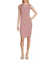 Le Bos Illusion Floral Detail Sleeve Stretch Crepe Jacket Dress