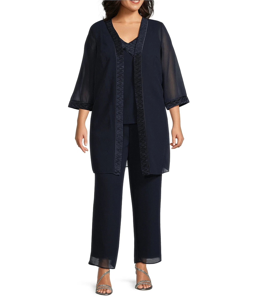Le Bos Plus Size 3-Piece Trim Pant Set