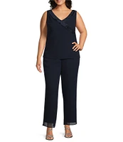 Le Bos Plus Size 3-Piece Trim Pant Set
