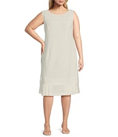 Le Bos Plus Size 3/4 Sleeve Round Neck Embroidered Flounce Hem 2-Piece Jacket Dress