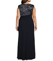 Le Bos Plus Size Boat Neck Cap Sleeve Fit and Flare Dress