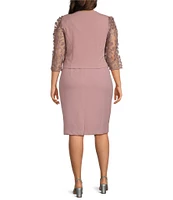 Le Bos Plus Size Illusion Sleeve Stretch Crepe Jacket Dress